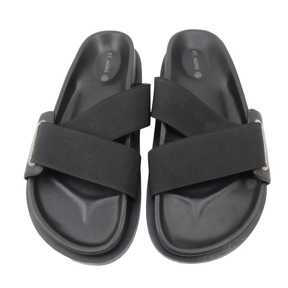 St. Agni Women's US 6 Everyday Stretch Elastic Slide Molded Footbed Rubber Soles